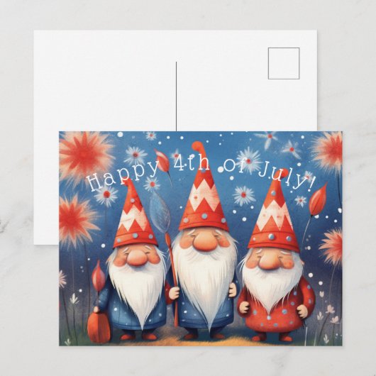 Happy Forth of July Gnomes Postkarte (Vorne/Hinten)