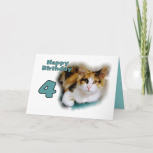 Happy Fourth Birthday Calico Cat Card Karte