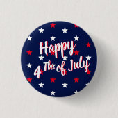 Happy fourth of July script red white navy stars Button (Vorderseite)