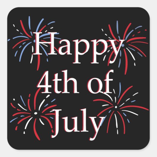 Happy Fourth Square Sticker (Vorderseite)