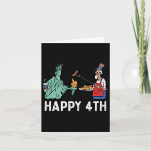Happy Fourth statue of Liberty Uncle Sam Funny 4. Karte
