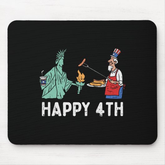 Happy Fourth statue of Liberty Uncle Sam Funny 4. Mousepad (Vorne)