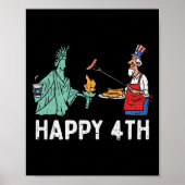 Happy Fourth statue of Liberty Uncle Sam Funny 4. Poster (Vorne)