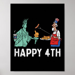 Happy Fourth statue of Liberty Uncle Sam Funny 4. Poster