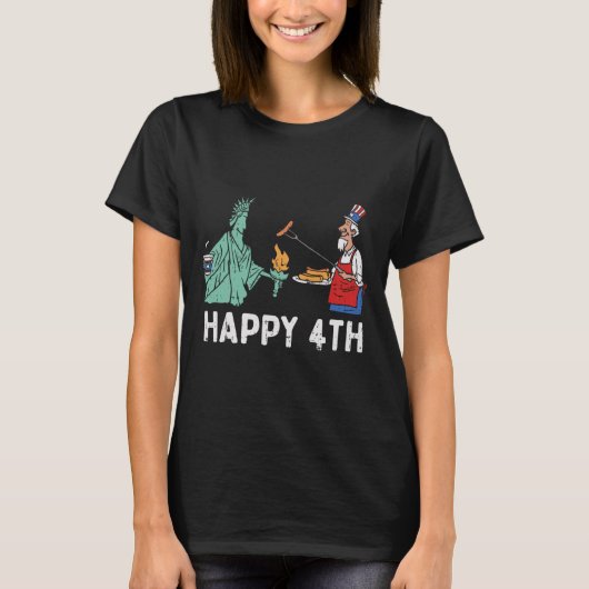 Happy Fourth statue of Liberty Uncle Sam Funny 4. T-Shirt (Vorderseite)