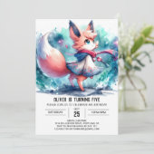 Happy Fox Birthday Einladung (Stehend Vorderseite)