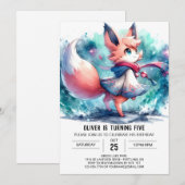 Happy Fox Birthday Einladung (Vorne/Hinten)