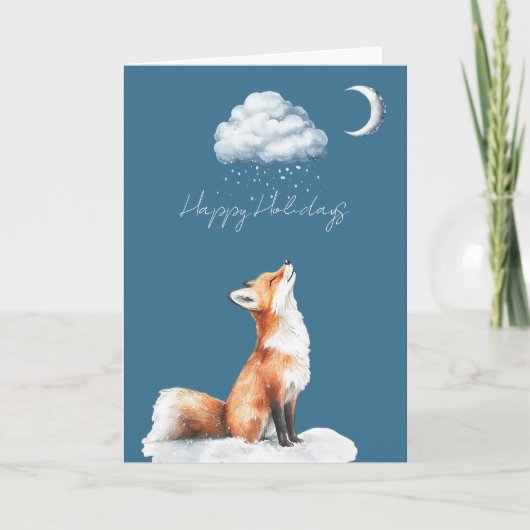 Happy Fox Cloud Snow Christmas Karte (Vorderseite)