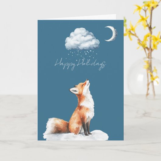 Happy Fox Cloud Snow Christmas Karte (Gelbe Blume)
