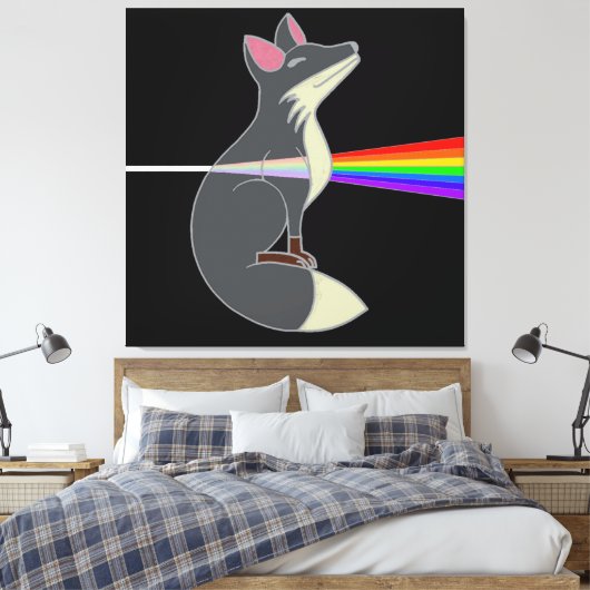 Happy Fox - Dunkle Seite des Fuchs Leinwanddruck (Insitu (Schlafzimmer))