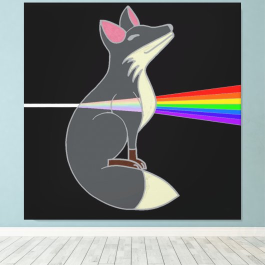 Happy Fox - Dunkle Seite des Fuchs Leinwanddruck (Insitu (Holzboden))