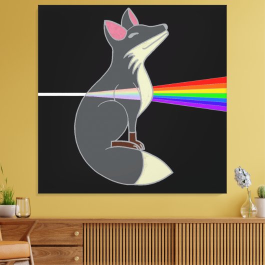 Happy Fox - Dunkle Seite des Fuchs Leinwanddruck (Insitu (Wohnzimmer))