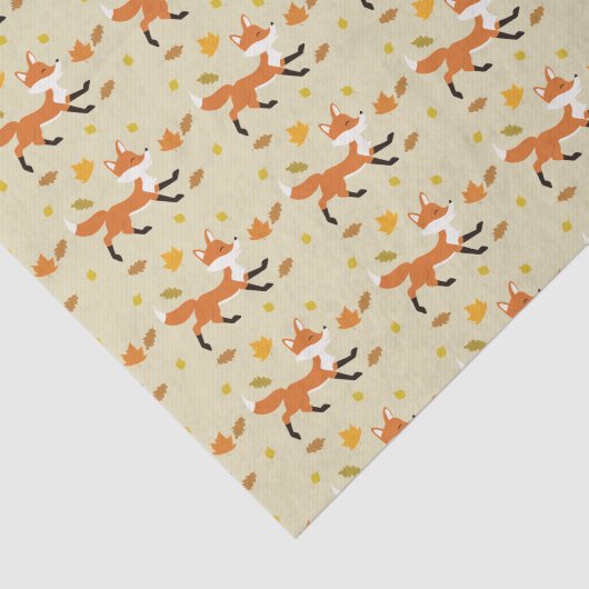 Happy Fox läuft mit Herbst-Blättermuster Seidenpapier (Ausschnitt)