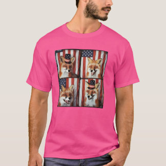 Happy Fox Patriotic Animal American Flag Fox 4th O T-Shirt
