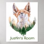 Happy Fox Personalisiert Child Room Woodland Poster (Vorne)