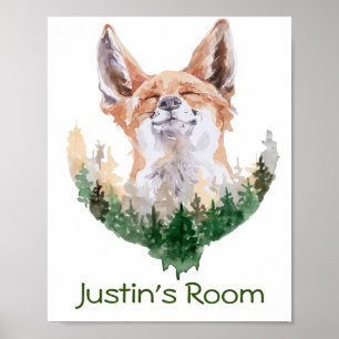 Happy Fox Personalisiert Child Room Woodland Poster