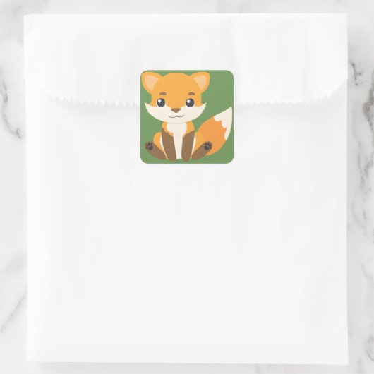 Happy Fox Quadratischer Aufkleber (Tasche)