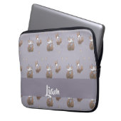Happy Foxes auf grau Laptopschutzhülle (Vorderseite Links)