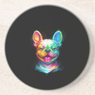 Happy French Bulldog lächelt Gesicht Getränkeuntersetzer