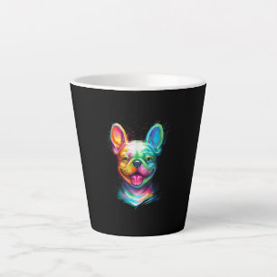 Happy French Bulldog lächelt Gesicht Milchtasse