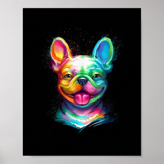 Happy French Bulldog lächelt Gesicht Poster (Vorne)