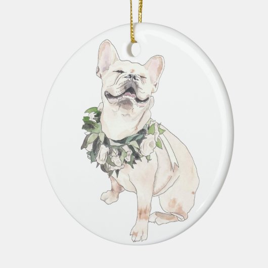 Happy Frenchie Keramik Ornament (Links)