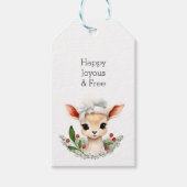 Happy Frey, Niedliche Hirsche Sober Weihnachten Geschenkanhänger (Vorderseite)