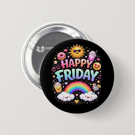 Happy Friday Button (Vorne & Hinten)