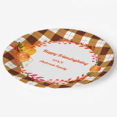 Happy Friends geben Brown Kariert Paper Plate Pappteller (Schrägansicht)