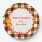 Happy Friends geben Brown Kariert Paper Plate Pappteller (Vorderseite)