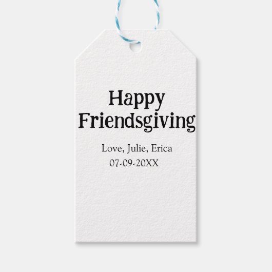 Happy friendsgiving add name with love date simple geschenkanhänger (Vorderseite)