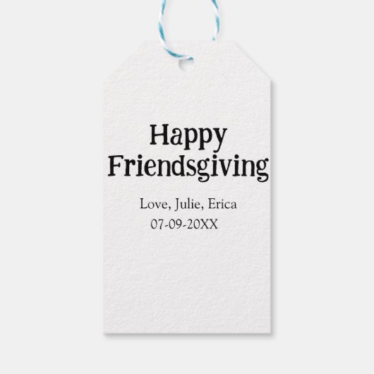 Happy friendsgiving add name with love date simple geschenkanhänger (Rückseite)