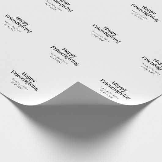 Happy friendsgiving add name with love date simple geschenkpapier (Ecke)