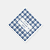 Happy Friendsgiving Blue White Gingham Karo Serviette (Ecke)