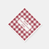 Happy Friendsgiving Burgundy Gingham Karo Serviette (Ecke)