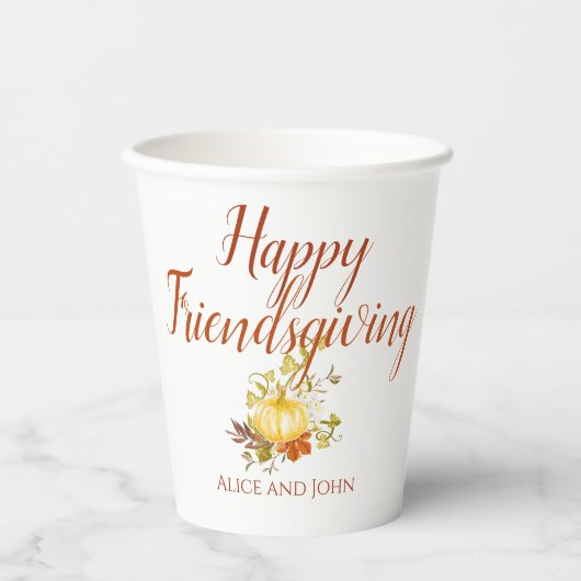 Happy Friendsgiving Erntedank Paper Cups Pappbecher (Vorderseite)