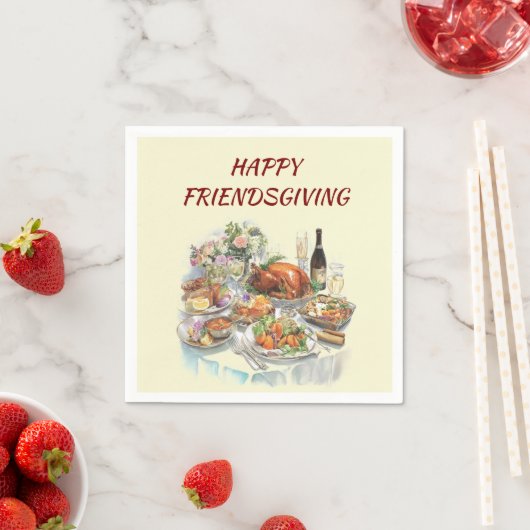 Happy Friendsgiving | Erntedank Paper Napkins Serviette (Beispiel)