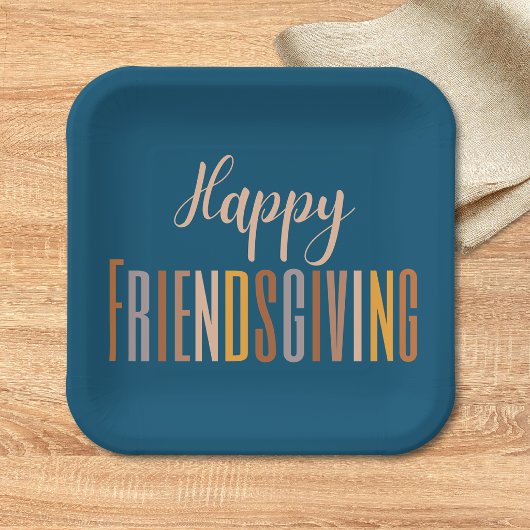Happy Friendsgiving Erntedank Typografy Fall Pappteller