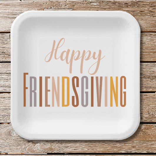 Happy Friendsgiving Erntedank Typografy Fall Pappteller