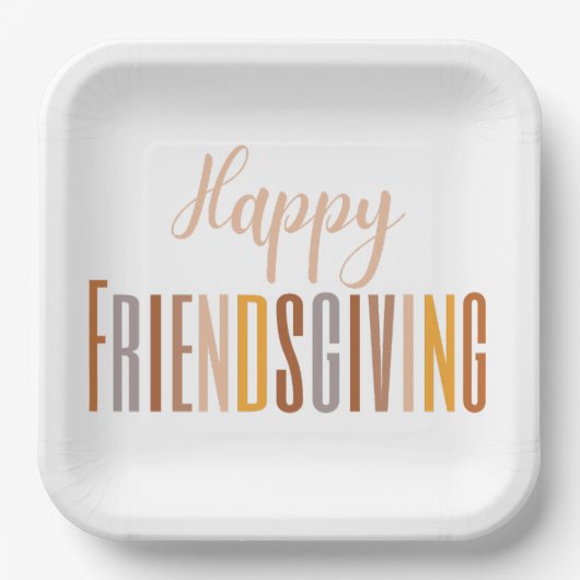 Happy Friendsgiving Erntedank Typografy Fall Pappteller (Vorderseite)