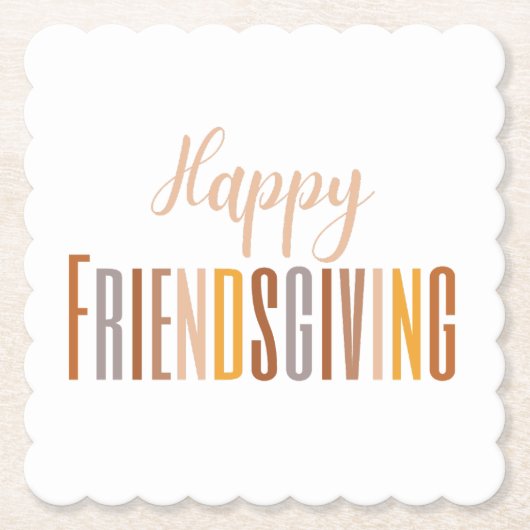 Happy Friendsgiving Erntedank Typografy Fall Untersetzer (Vorderseite)