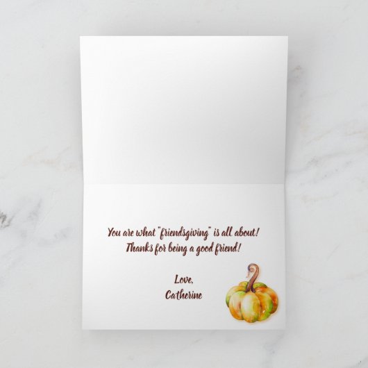 Happy Friendsgiving Erntedank Vintag Postkarte (Innenseite)