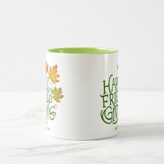 Happy Friendsgiving Fall Leaves Mug Zweifarbige Tasse (Mittel)