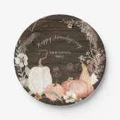 Happy Friendsgiving Fall Pumpkin Wasserfarben Blum Pappteller (Vorderseite)