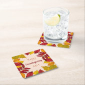 Happy Friendsgiving mit farbigen Blättern im Herbs Rechteckiger Pappuntersetzer (Vor Ort)