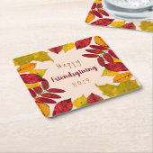 Happy Friendsgiving mit farbigen Blättern im Herbs Rechteckiger Pappuntersetzer (angewinkelt)