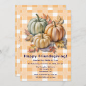 Happy Friendsgiving Pumpkins & Autumn Leaves Einladung (Vorne/Hinten)