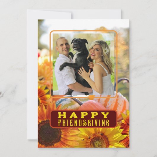 Happy Friendsgiving Sunflower Pumpkins Card Einladung (Vorderseite)