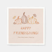 Happy Friendsgiving Thanksgiving Pumpkin Doodles Serviette (Vorderseite)