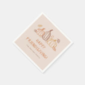 Happy Friendsgiving Thanksgiving Pumpkin Doodles Serviette (Ecke)